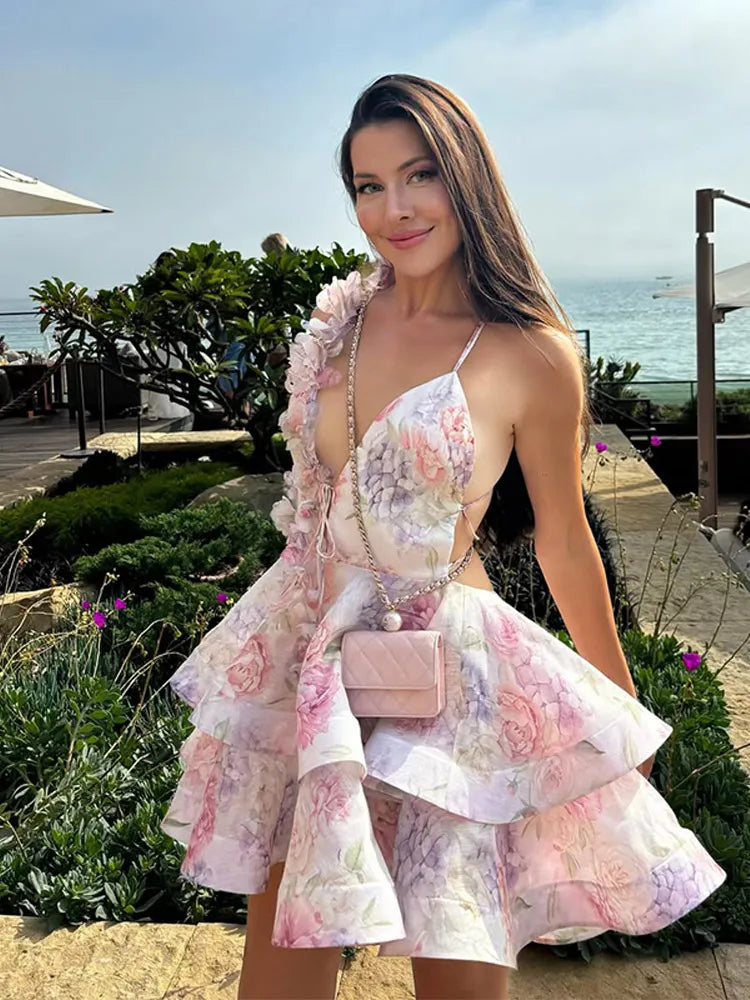 Instagram Post - Elegant Floral Print Puff Sleeve Ball Gown